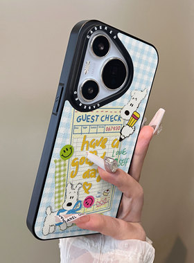 适用于华为pura80pro+手机壳微笑写日记狗p80plus十刀锋小羊皮支架p60简约p40新款p50e套防摔男女生p70ultra