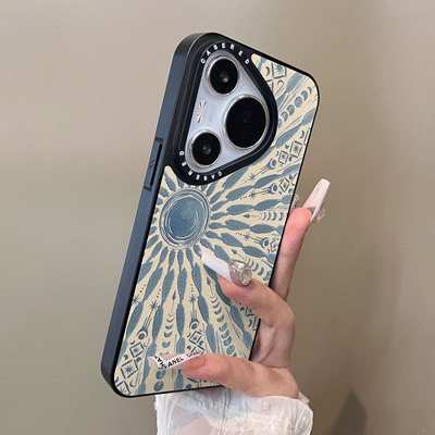 适用于华为pura80pro+手机壳放射太阳p80plus十刀锋小羊皮支架p60简约p40新款p50e套防摔男女生p70ultra