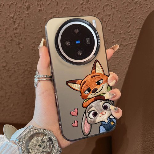 适用于vivox300pro手机壳支架尼克手搭朱迪头x100ultra新品80男女款90s彩银60全包70防摔套x200promini