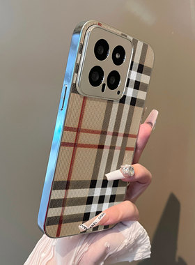 适用于红米k80pro手机壳米黑白格子支架小羊皮k50/60至尊全包防摔12turbo外新款note13/14proplus套70ultra