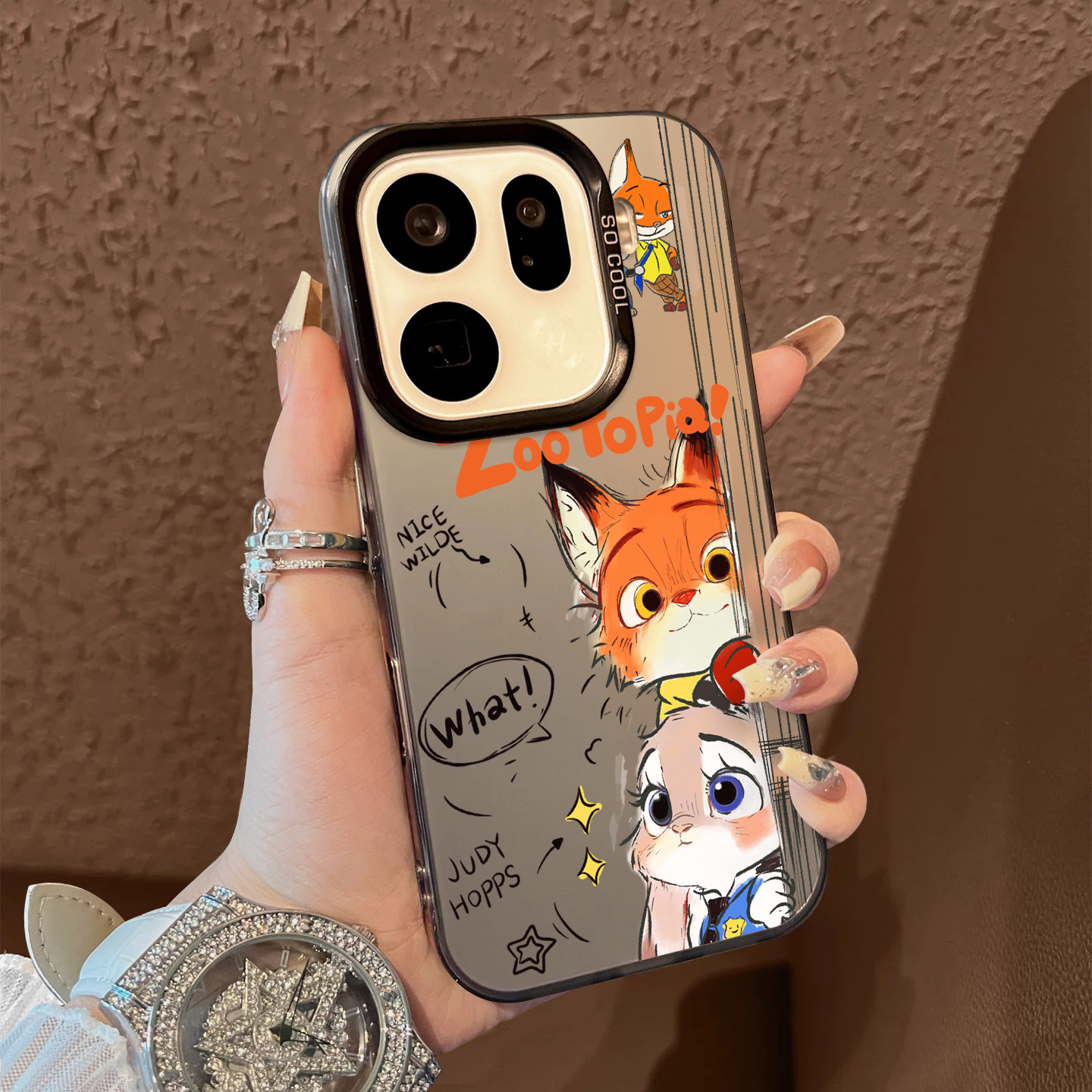 适用于OPPOFindx9pro手机壳疯狂动物城尼克朱迪支架彩银新品x7ultra至尊版男女款x6/x5防摔保护套简约findx8