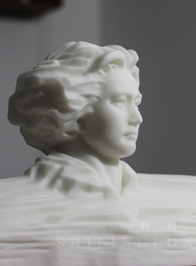 青年毛伟人摆件橘子洲头像汉白玉