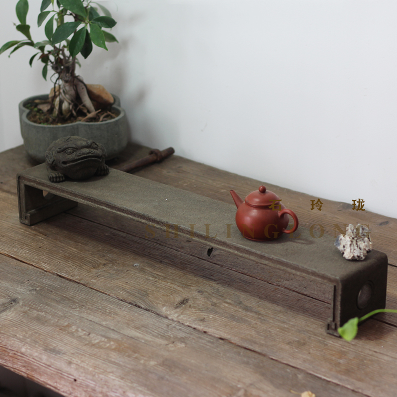 长条案青石底座茶道置物架