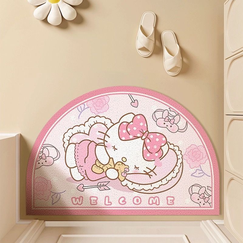 卡通可爱Kt猫入户丝圈防滑耐脏地垫门口可裁剪可擦免洗进门脚垫子