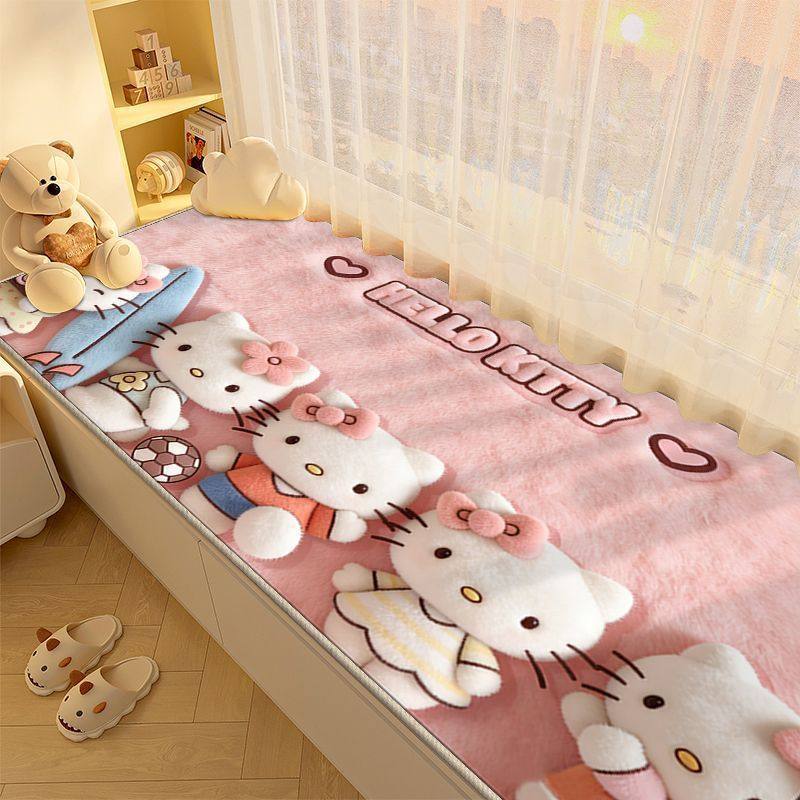 仿羊绒卡通凯蒂猫飘窗垫视觉力图立体飘窗毯隔凉垫卧室长条床边垫,居家布艺,地毯,淘宝优惠券,粉丝福利购,淘宝优惠卷