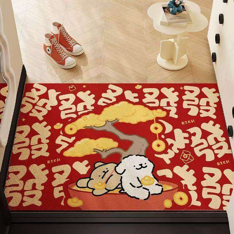 线条小狗入户门脚垫家用硅藻泥可裁剪防滑蹭灰新年喜庆脚垫子全铺,居家布艺,地毯,淘宝优惠券,粉丝福利购,淘宝优惠卷