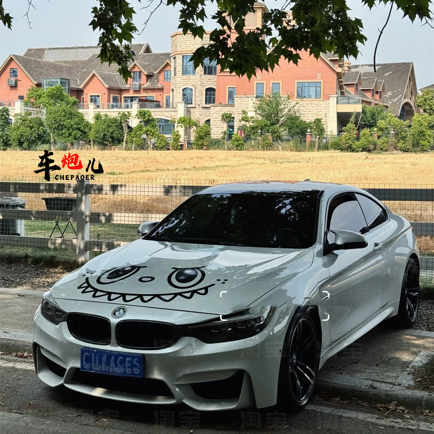 宝马奔驰奥迪拉布布机盖卡通车贴