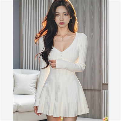 2024秋新款洋气高腰简约连衣裙