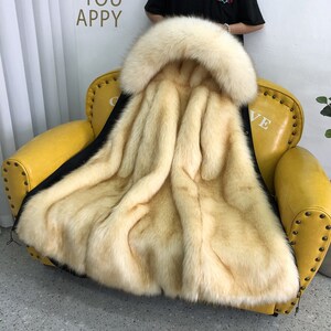 派克服男士外套可拆卸内胆新款2023冬中长款仿皮草狐狸貉子毛大衣