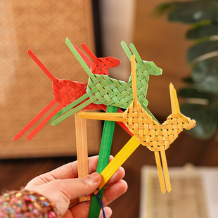 彩色手工竹编小马书签非遗文化竹条竹片竹篾竹制品创意书签幼儿园
