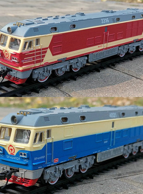 奥乐东风4D内燃机车花老虎乌克兰仿真火车模型玩具声光电动小火车