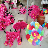 七彩牡丹花伞幼儿园跳舞伞运动会入场创意道具手拿花舞蹈演出手花