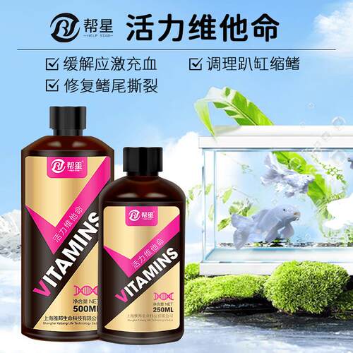蝴蝶鲤充血趴缸厌食鳍尾撕裂入缸应激专用维他命龙鱼锦鲤通用帮星