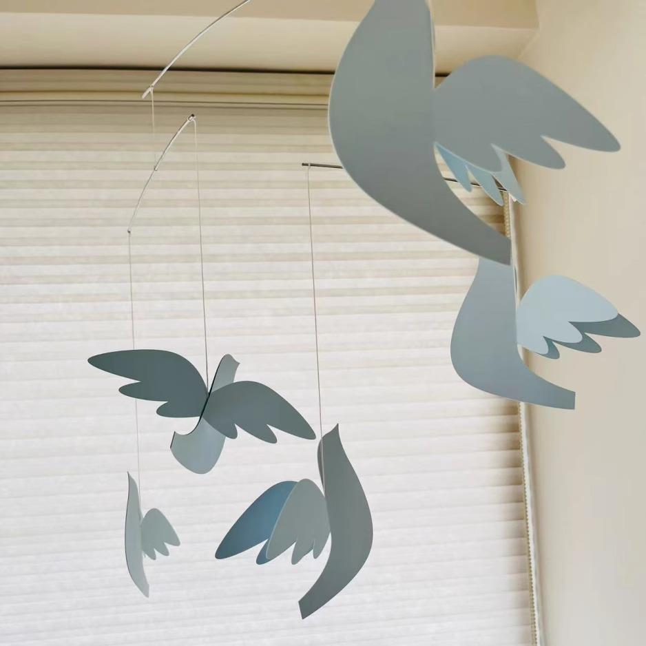 北欧氛围感治愈飞鸟风铃空中吊饰diy平衡挂饰捕梦网阳台礼物新家