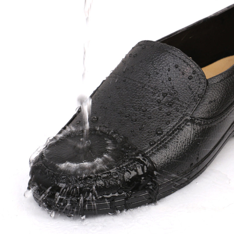 哈罗芙厨师鞋雨鞋男爸爸水鞋仿皮防滑耐磨劳保胶鞋雨靴防水工作鞋