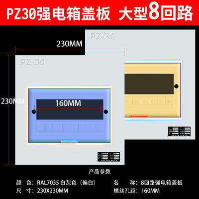 大型PZ30配电箱盖板8回路面板铁明装暗装箱盖子单排家用定制