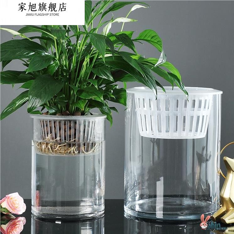 水培植物玻璃瓶子透明直筒圆柱形花瓶简约绿萝花盆白掌水养缸容器