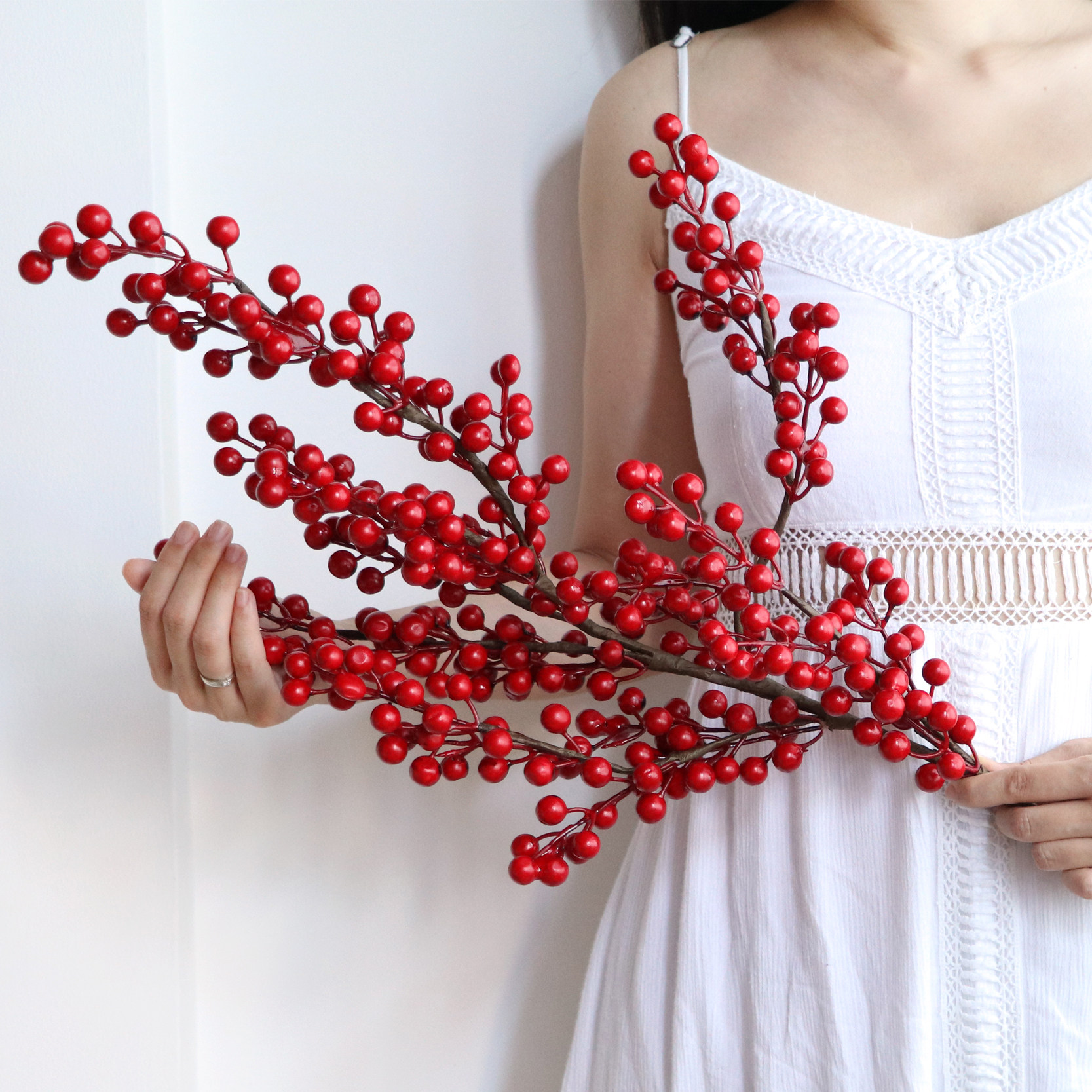 过年插花束春节装饰花艺客厅红色喜庆招发财果假干花家居摆件