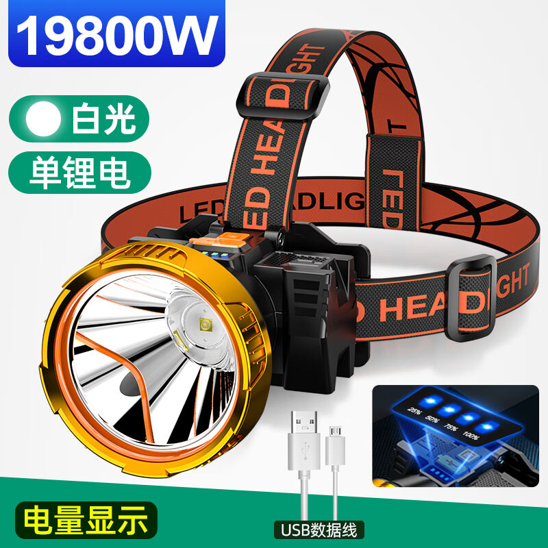 LED头灯强光感应矿灯头灯强光充电超亮感应氙气头戴式户外手电筒