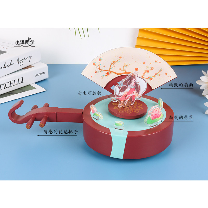 크리 에이 티브 중국 스타일 골동품 오르골 수제 DIY 회전 나무 오르골 소녀 급우를위한 생일 선물