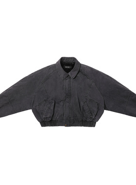 FMT秋冬宽松复古做旧水洗小众设计座山雕bomber加厚夹克外套男