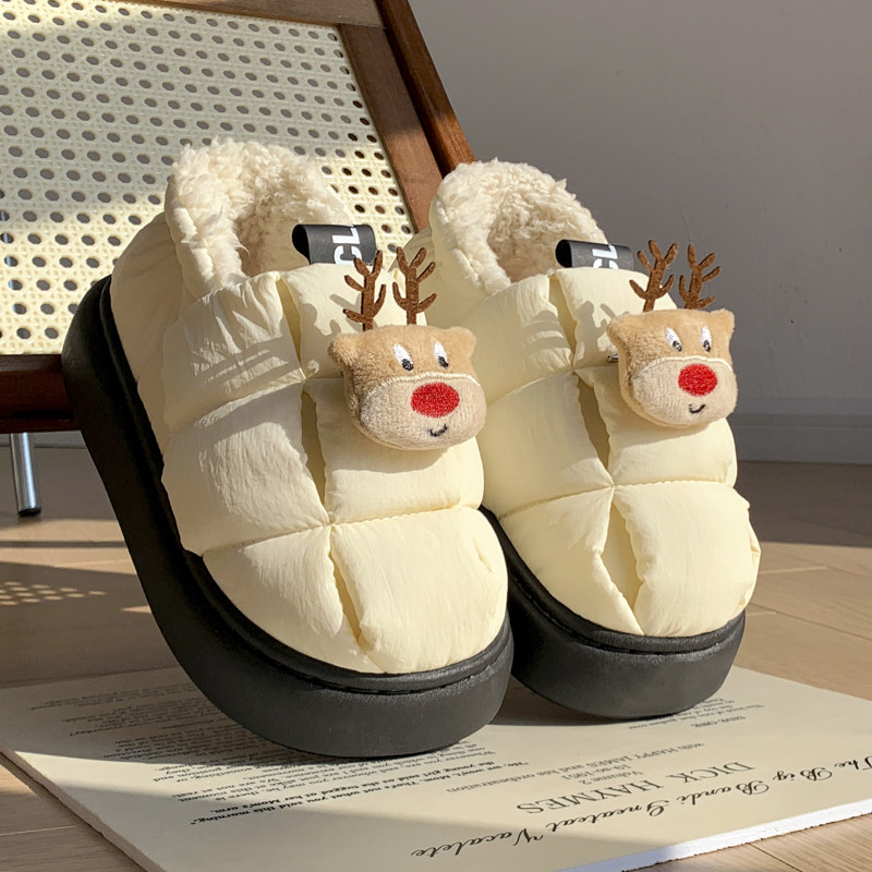 圣诞鹿棉拖鞋女冬季室内家居保暖防水可爱厚底情侣卡通外穿棉鞋男,居家布艺,居家棉拖/棉鞋,淘宝优惠券,粉丝福利购,淘宝优惠卷