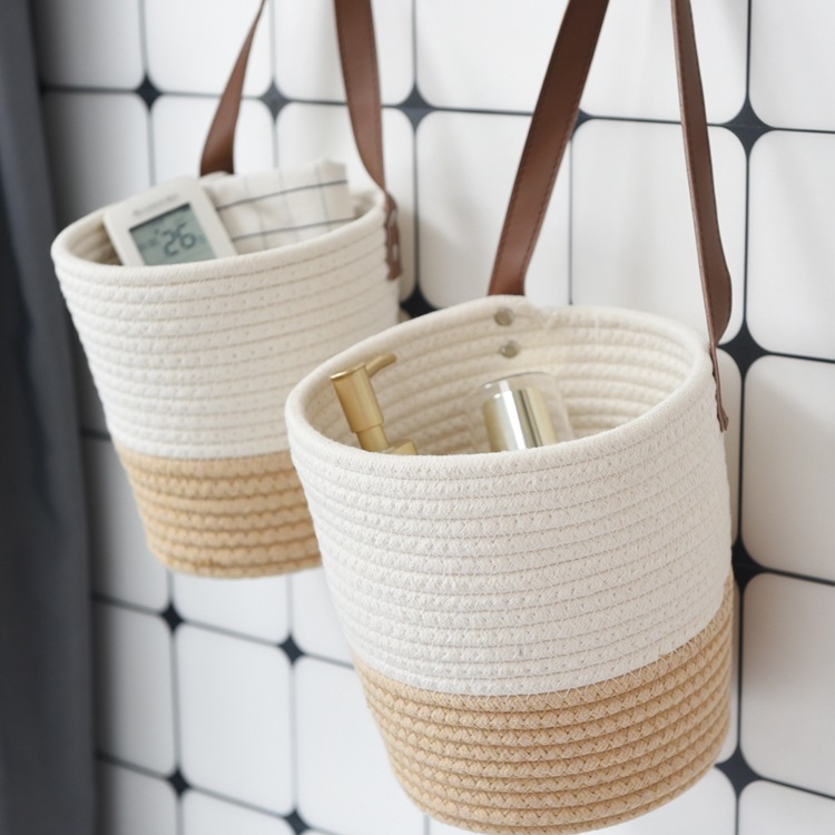 卫生纸布艺挂篮洗手间化妆品收纳篮宿舍床头收纳挂袋壁挂式收纳筐