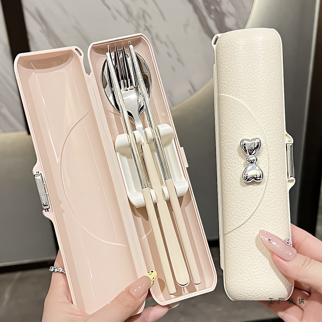 高颜值筷子勺子套装304不锈钢便携餐具单人装学生一人用专用盒