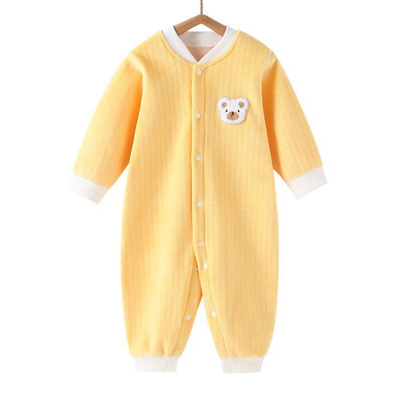 婴儿加绒连体衣秋冬加厚哈衣男女宝宝保暖睡衣爬服春秋新生儿衣服