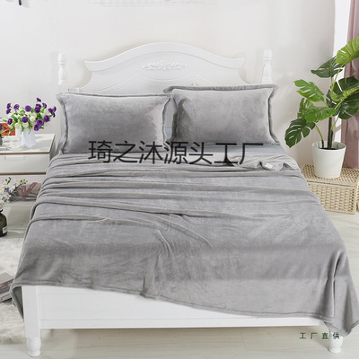 冬季薄款绒床单毯子法兰绒毛毯床单珊瑚绒毯子薄款单双人绒床单