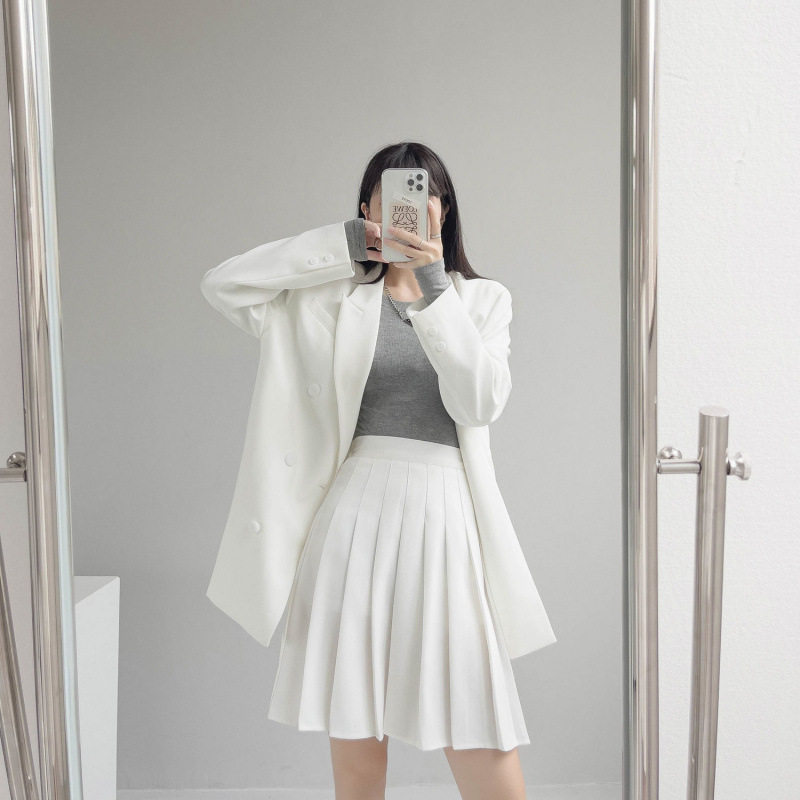 高个子加长半裙高个子加长版松紧白色百褶裙短裙女 秋冬大码高腰a