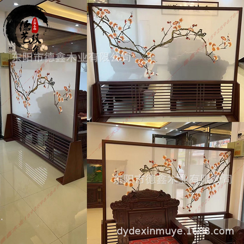 工厂 厂家直销办公室玄关隔断柜 移动折叠中式屏风 活动实木格