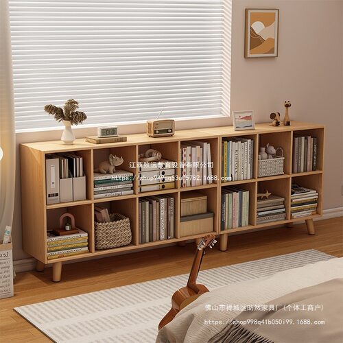 书架置物架落地儿童书柜家用客厅矮收纳柜子储物柜小型分层格子柜