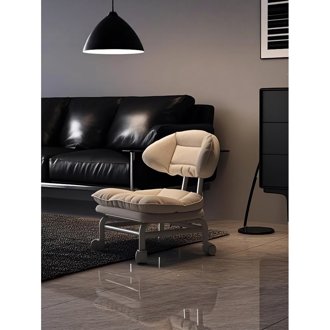 万向轮小凳子家用矮凳客厅高颜值懒人滑轮移动带轮子的靠背小椅子