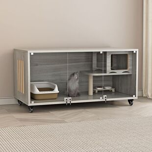 小型猫柜实木多层猫别墅猫笼子生态板超大猫窝猫柜单层透明豪华猫