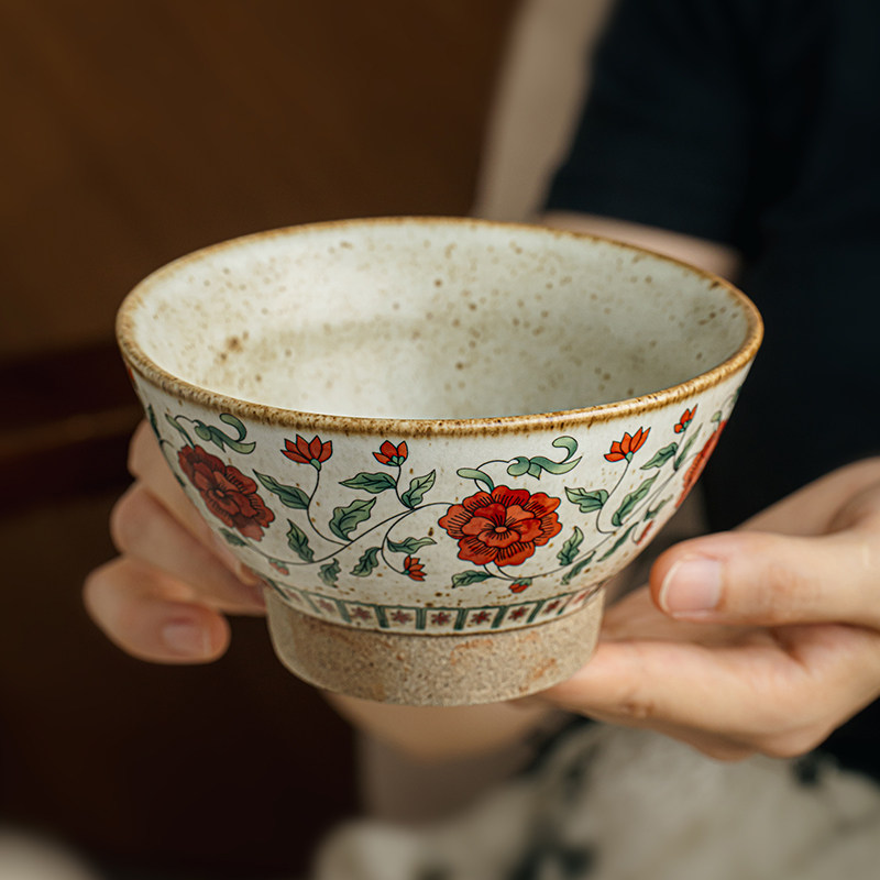 巷子〖文艺手作高脚碗〗5英寸斗笠甜碗糖水碗民宿粗陶米饭碗