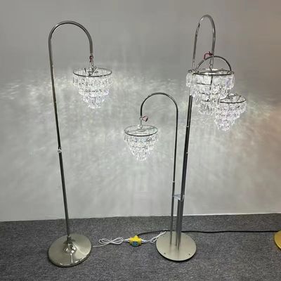 欧式婚庆道具铁艺三头水晶冰条发光路引灯婚礼堂T台两侧装饰摆件