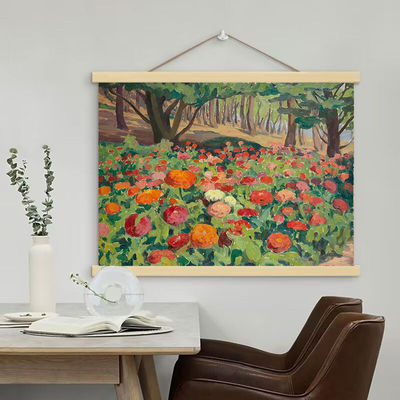 布兰奇名画印象派小众清新风景装饰画客厅餐厅卧室床头免打孔挂轴