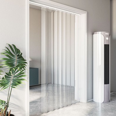 空调透明门帘防冷气可推拉折叠隔断帘隔热挡风店铺商用轨道滑轨帘