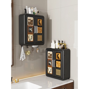 浴室收纳盒壁挂式卫生间厨房墙上收纳柜免打孔家用洗漱台面置物架