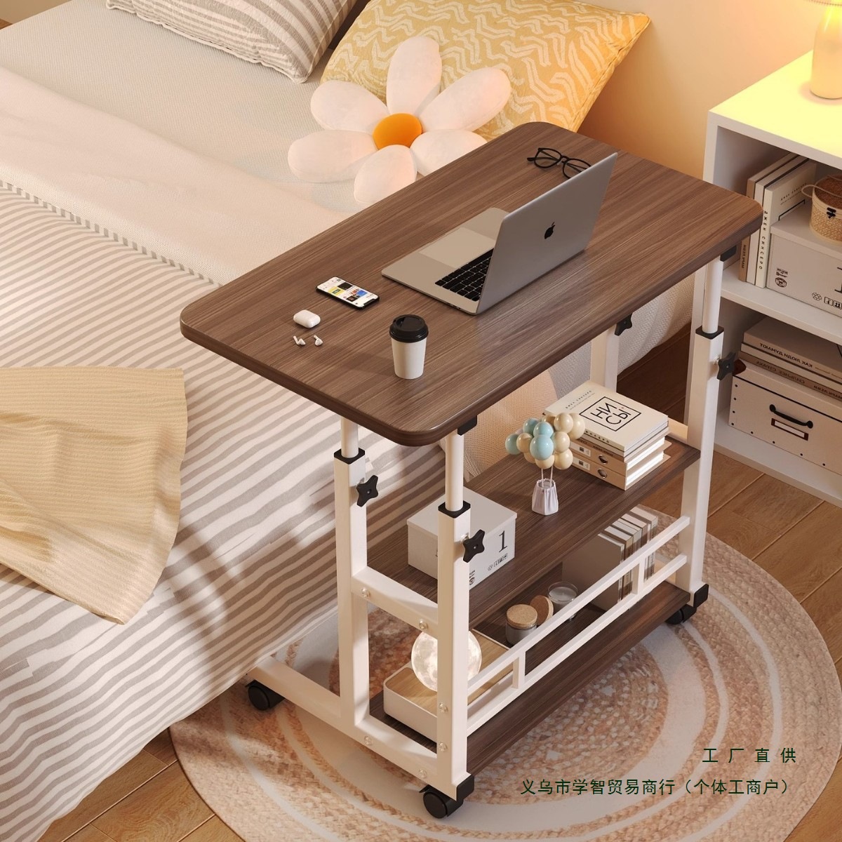 床边桌可移动电脑桌家用床上书桌沙发边宿舍折叠小桌升降简易桌子