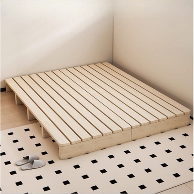 榻榻米床架板床落地式出租房折叠现代双人排骨架卧室木