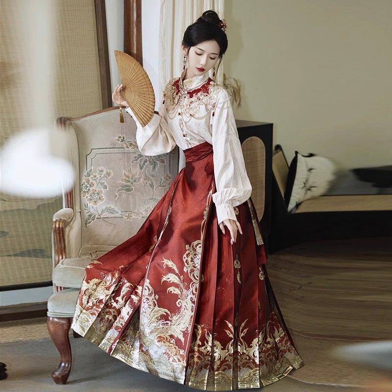 新中式汉服马面裙重工刺绣云肩订婚春夏小个子套装大码国风女日常