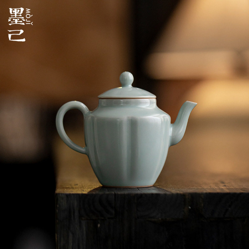墨己耀州窑手工陶瓷茶壶功夫茶具家用球孔过滤泡茶壶手执壶小壶