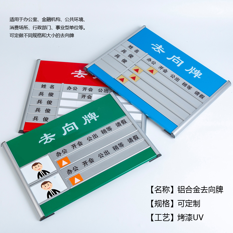 照片带人员铝合金去向岗位牌定制公司去向工作办公室员工指示牌.