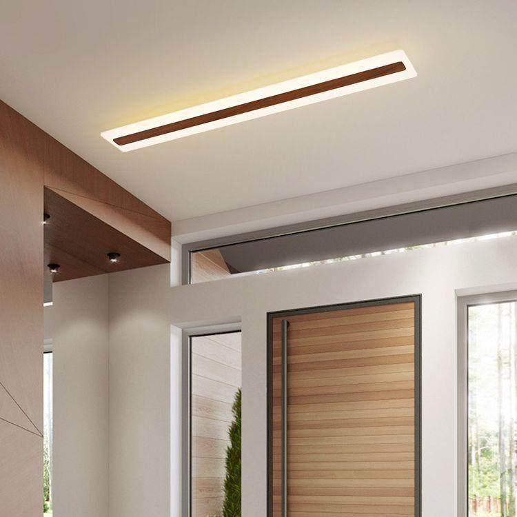 创意原木纹走廊过道led吸顶灯现代简约个性长条入户玄关阳台灯具