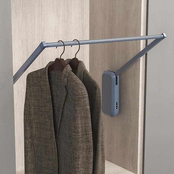 新款智能电动衣柜挂衣杆遥控自动升降挂衣杆架语音触控上升