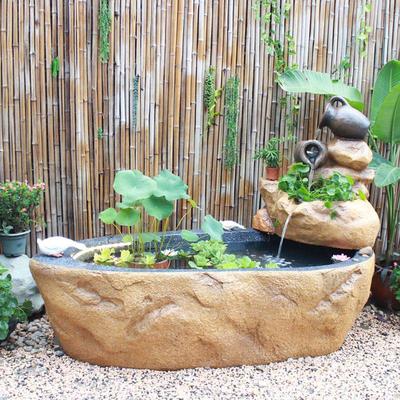 田园花园庭院户外露台假山流水喷泉鱼池水池鱼缸阳台装饰造景摆件