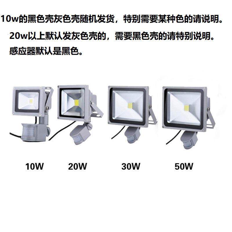人体感应灯12v24v36v48vled投光灯围墙庭院隧道灯10w20w30w100w