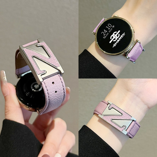 UHADA荔枝纹真皮Z字磁吸扣表带